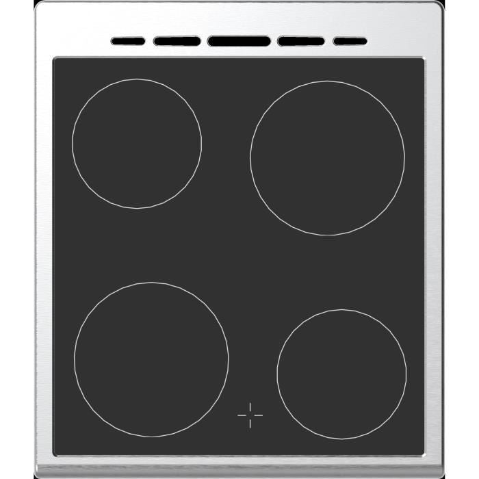 Cuisiniere vitrocéramique CONTINENTAL EDISON CECV50FCS - 4 feux - L49.5 x H82.7 xP58 cm- Silver