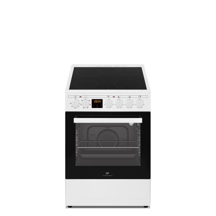 Cuisiniere vitrocéramique CONTINENTAL EDISON CECV50FCW - 4 feux - L49.5 x H82.7 xP58 cm - Blanc