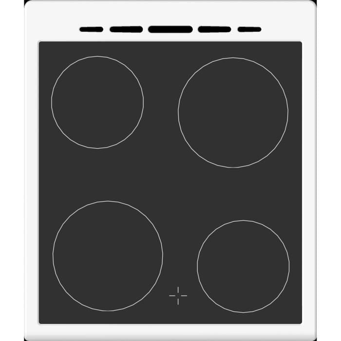 Cuisiniere vitrocéramique CONTINENTAL EDISON CECV50FCW - 4 feux - L49.5 x H82.7 xP58 cm - Blanc