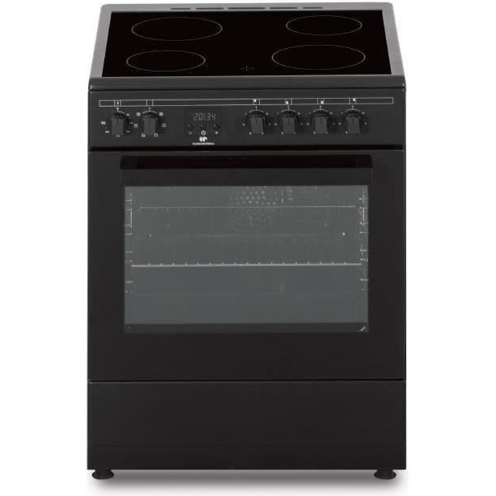 Cuisiniere vitrocéramique CONTINENTAL EDISON CECV60FCB - 4 feux - L58,8 xP61 xH83 cm - Noir