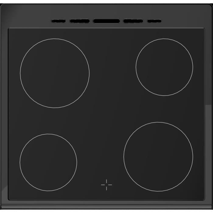 Cuisiniere vitrocéramique CONTINENTAL EDISON CECV60FCB - 4 feux - L58,8 xP61 xH83 cm - Noir