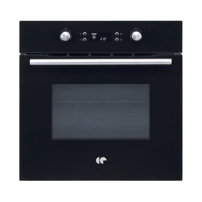 Four encastrable Pyrolyse - 65L - Chaleur tournante -  CONTINENTAL EDISON - CEF65PB - Noir et inox - L59,5 x H59,5 x P 57,5 cm