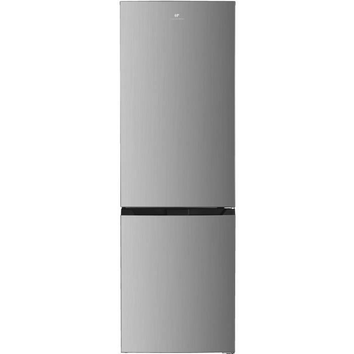 Réfrigérateur congélateur bas CONTINENTAL EDISON - 293L - Total No Frost(Sans givre) - 39 dB - L60 cmxH186cm - inox