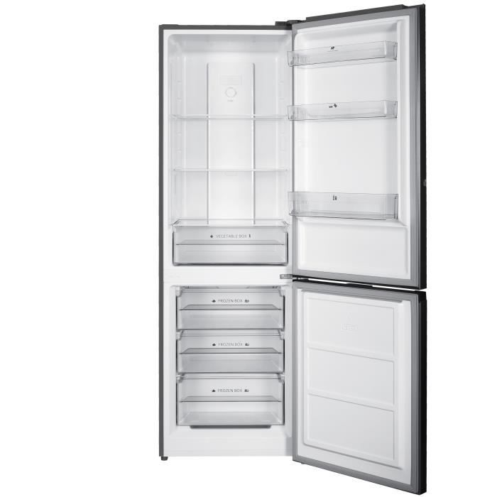 Réfrigérateur congélateur bas CONTINENTAL EDISON - 293L - Total No Frost(Sans givre) - 39 dB - L60 cmxH186cm - inox