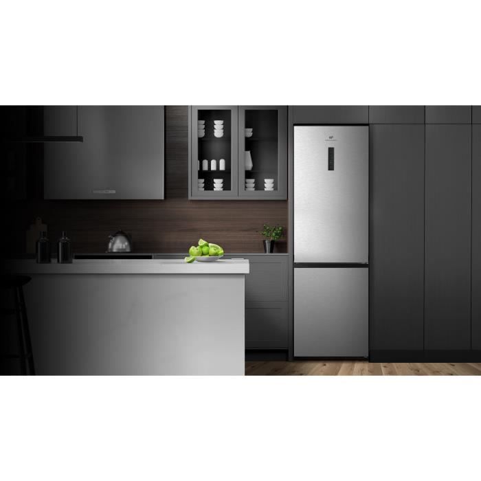 Réfrigérateur combiné CONTINENTAL EDISON CEFC336NFIX - Total No Frost 336L - display sur la porte - classe D - Inox