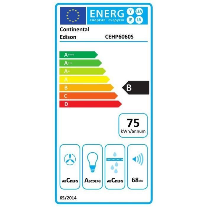 Hotte pyramide CONTINENTAL EDISON CEHP6060S - 60 cm