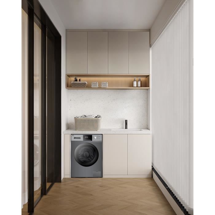 Lave-linge hublot CONTINENTAL EDISON CELL10140S2 - 10 kg - Largeur 60 cm - Classe A - 1400 trs/min -  moteur induction -Anthracite