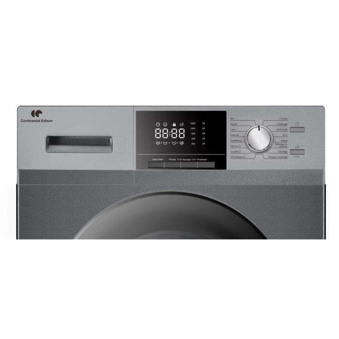 Lave-linge hublot CONTINENTAL EDISON CELL10140S2 - 10 kg - Largeur 60 cm - Classe A - 1400 trs/min -  moteur induction -Anthracite