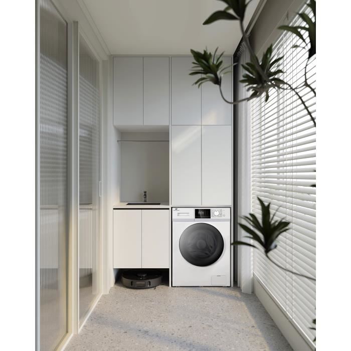 Lave-linge hublot CONTINENTAL EDISON CELL8140IW - 8 kg - Largeur 60 cm - Classe A - 1400 trs/min - moteur induction -Blanc