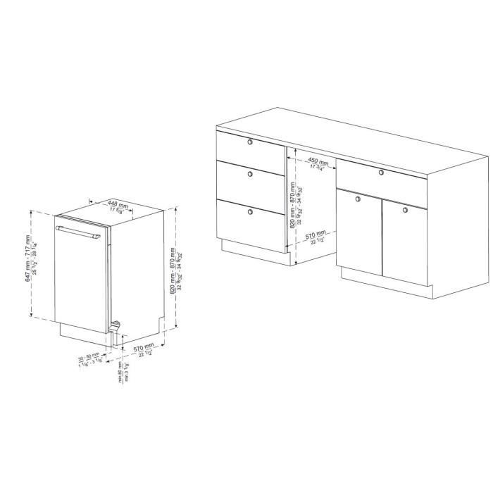 Lave-vaisselle encastrable CONTINENTAL EDISON CELV1045FI-10 couverts - Largeur44,8cm - Classe D - 45 dB - Blanc