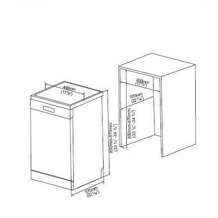 Lave-vaisselle pose libre CONTINENTAL EDISON CELV1045W - 10 couverts - Largeur 44,8 cm - Classe D - 45 dB - Blanc