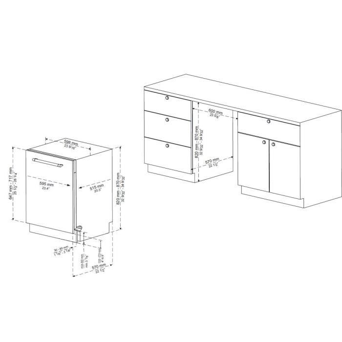 Lave-vaisselle encastrable CONTINENTAL EDISON CELV1245FI - 12 couverts - Largeur 59,8 cm - Classe D - 45 dB - Blanc