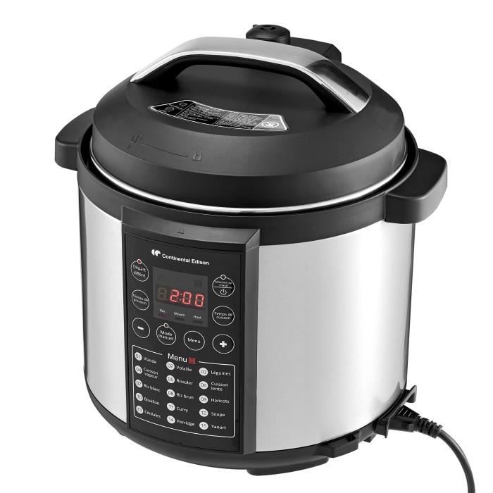 CONTINENTAL EDISON CEMCSP1000I - Multicuiseur Autocuisuer sous pression - 15 programmes -  5,7L  - 1000W - Noir & Inox