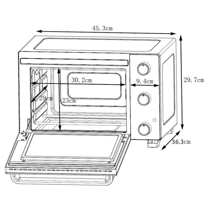 CONTINENTAL EDISON CEMF22B - Minifour électrique 22L noir - 1300W - Rotissoire, Convection naturelle