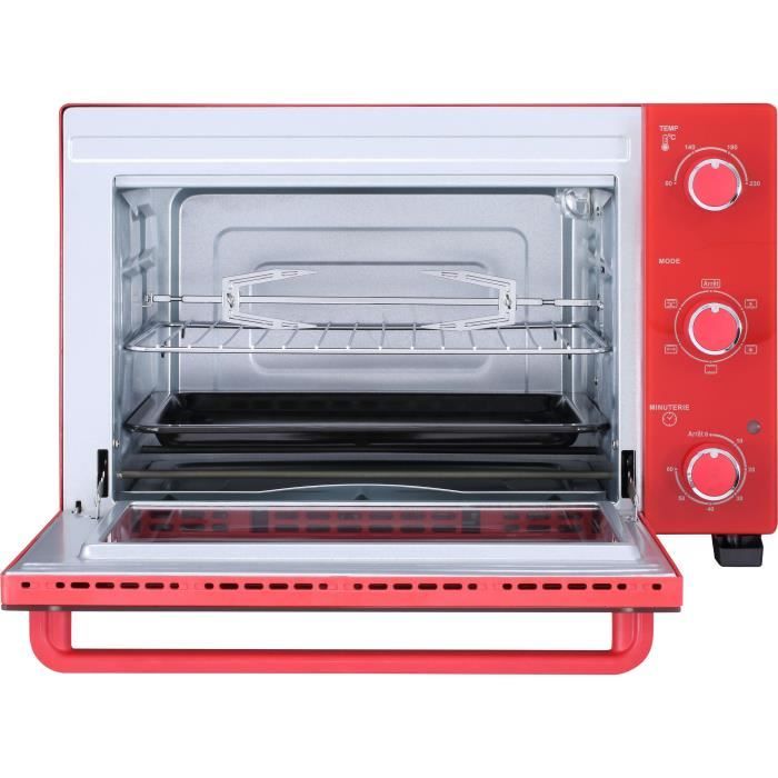 CONTINENTAL EDISON CEMF35R - Minifour électrique 35L rouge  - 1500W - Rotissoire, Convection naturelle