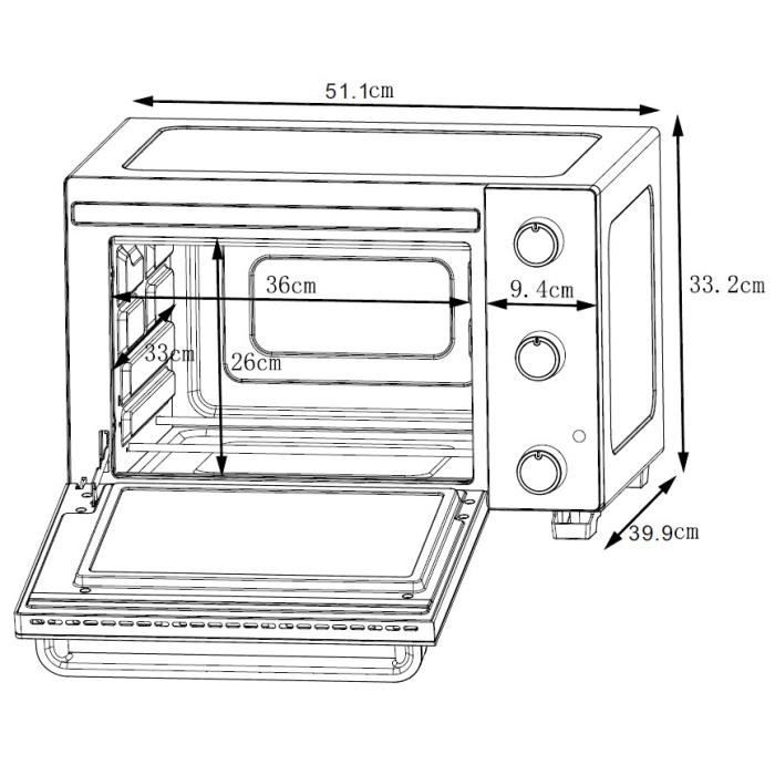 CONTINENTAL EDISON CEMF35R - Minifour électrique 35L rouge  - 1500W - Rotissoire, Convection naturelle