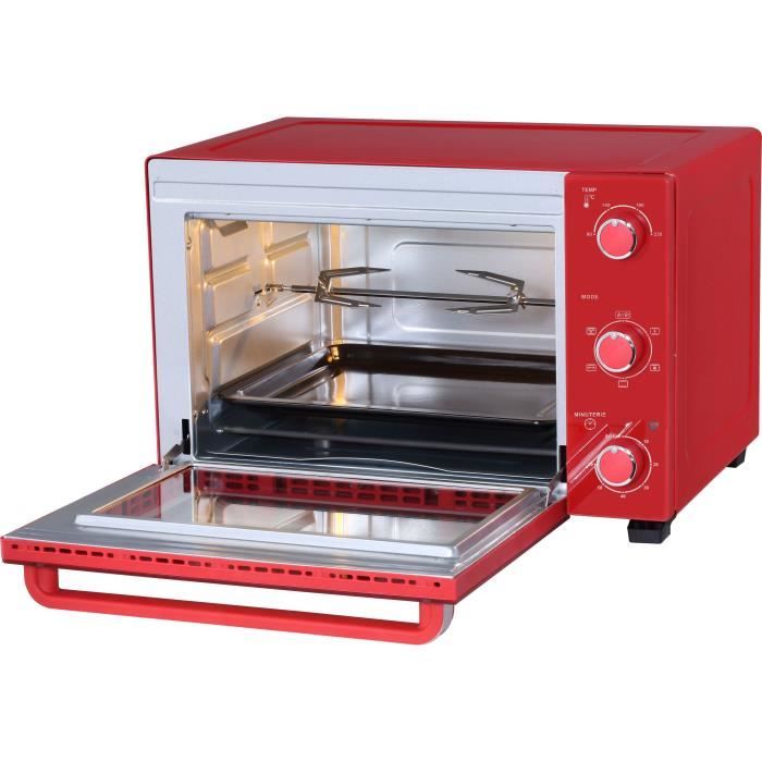 CONTINENTAL EDISON CEMF35R - Minifour électrique 35L rouge  - 1500W - Rotissoire, Convection naturelle