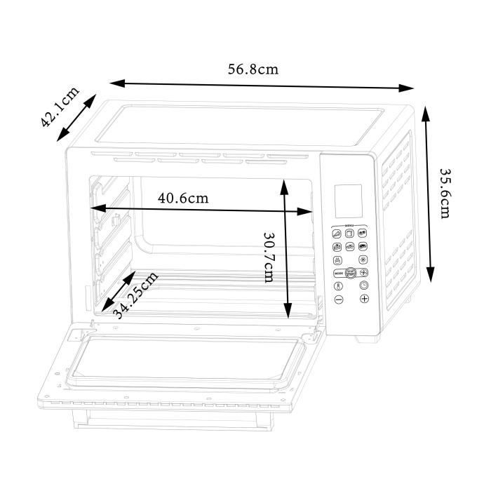 Minifour électrique CONTINENTAL EDISON CEMF45DIG - 45L noir - 2000W - Rotissoire, Convection naturelle