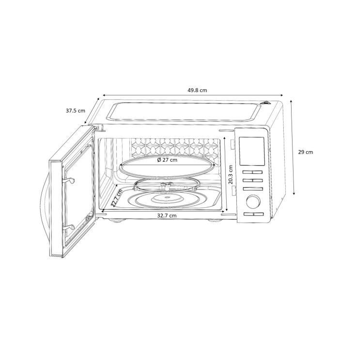 Micro-ondes combiné - CONTINENTAL EDISON - CEMO25SG13S3 - Silver - 25 L - Porte Miroir - 1400 W - Grill 1200 W - Convection 1200 W