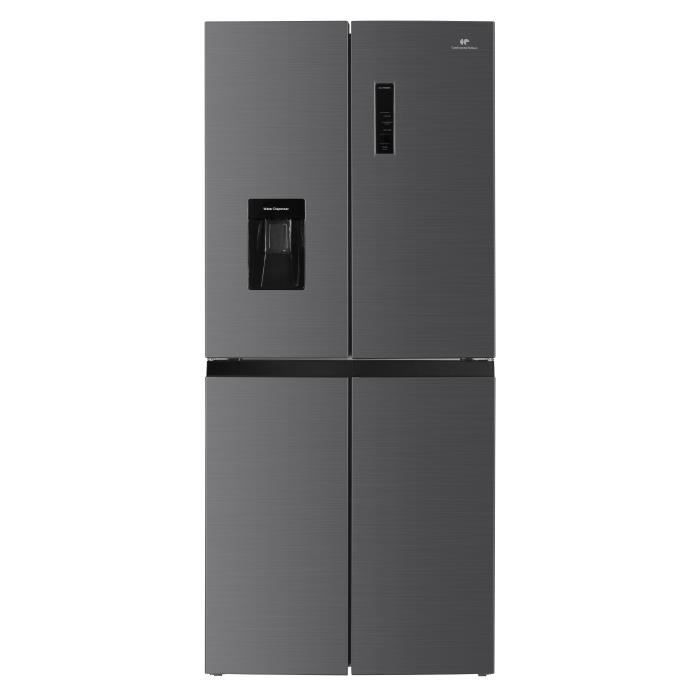 Réfrigérateur  4 portes avec distributeur d'eau - 446L - Total No Frost - L79 cm x H 180 cm - Inox - Classe D