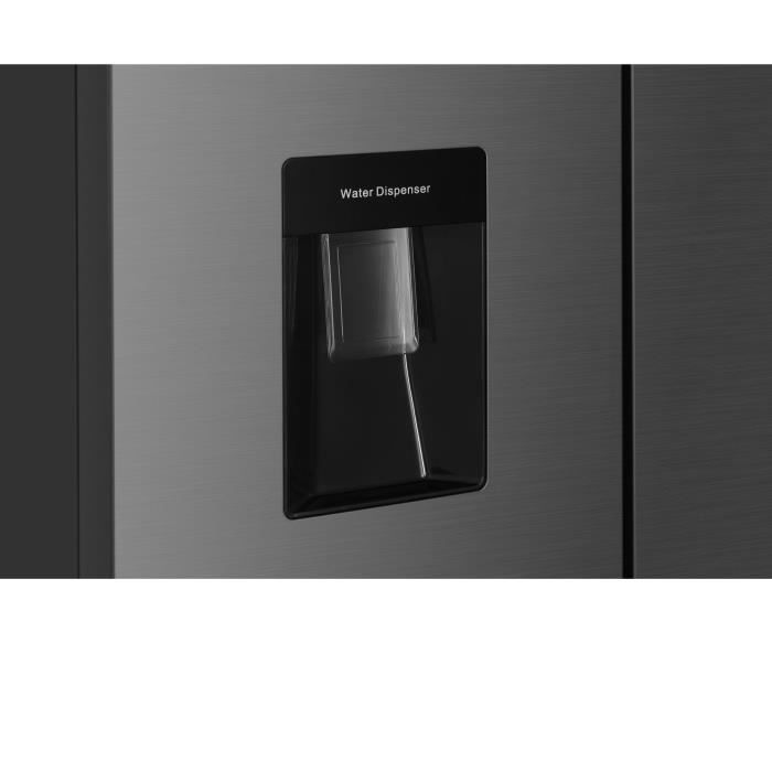 Réfrigérateur 4 portes avec distributeur d'eau - 464L - Total No Frost - L79 cm x H 180 cm - Inox - Classe D