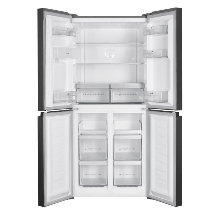 Réfrigérateur  4 portes avec distributeur d'eau - 446L - Total No Frost - L79 cm x H 180 cm - Inox - Classe D