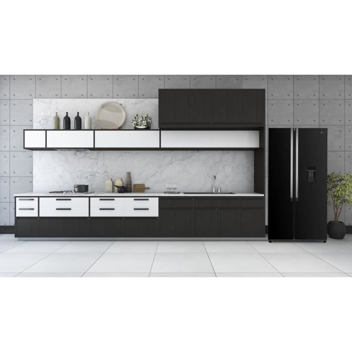 Réfrigérateur américain Continental Edison - CERA532NBD - 2 portes - 529L - L90 cm xH177 cm - Classe D - Noir