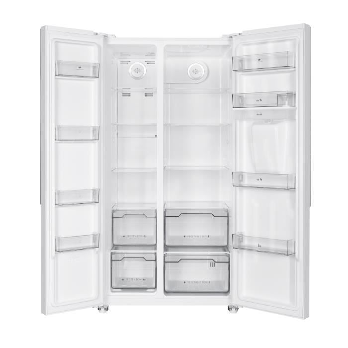 Réfrigérateur américain Continental Edison - CERA532NFW - 2 portes - 529L - L90 cm xH177 cm - Blanc