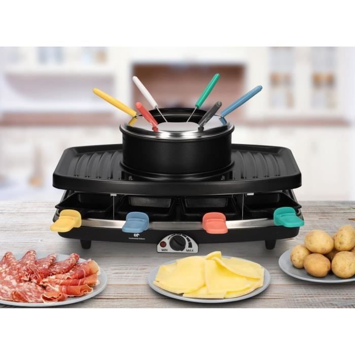 CONTINENTAL EDISON CERFG86B Appareil a raclette et fondue 8 personnes - Noir