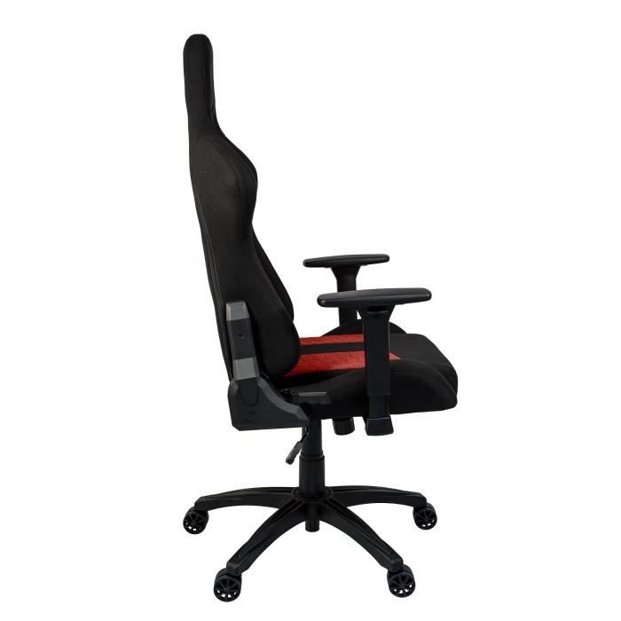 CORSAIR - Chaise bureau - Fauteuil Gaming - TC100 RELAXED - Tissu - Ergonomique - Accoudoirs réglables - Noir/Rouge (CF-9900014-WW)