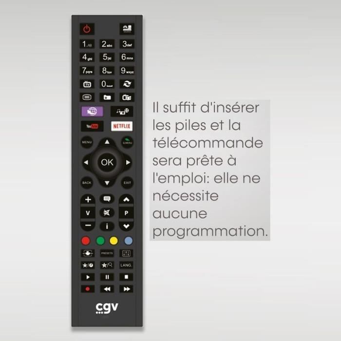 Télécommande Universelle - CGV - FIDELIO MM - Multi-Marques - Sans programmation