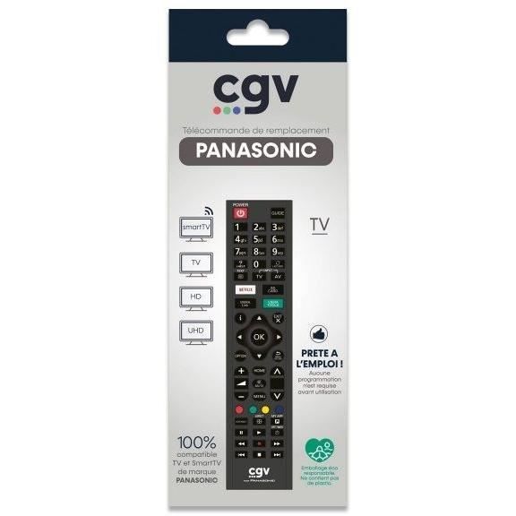 Télécommande de remplacement - CGV - FIDELIO Panasonic - Pour téléviseurs Panasonic - Sans programmation - Prete a l'emploi