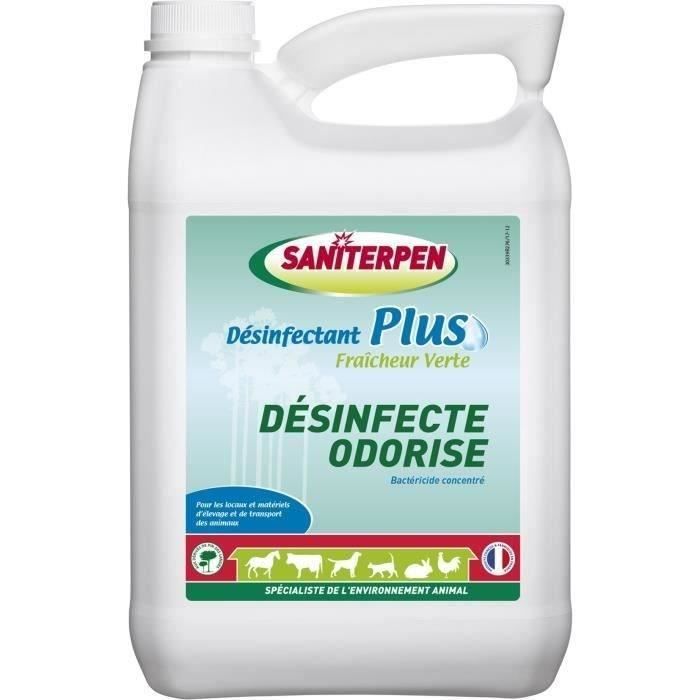 SANITERPEN - Désinfectant Plus Fraicheur Verte 5L. Bactéricide concentré