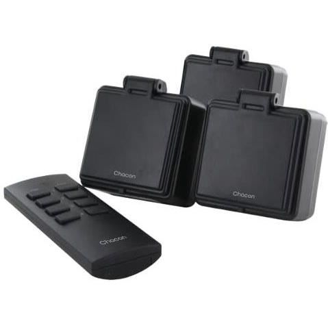 CHACON Set 3 mini prises extérieures On/Off - 2300W - FR + Télécommande