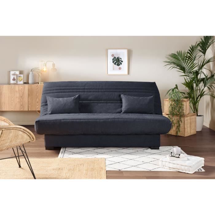 Banquette clic clac 3 places - Matelas 17 cm - Tissu gris anthracite - L199 x P96 x H103 cm - CHLoe