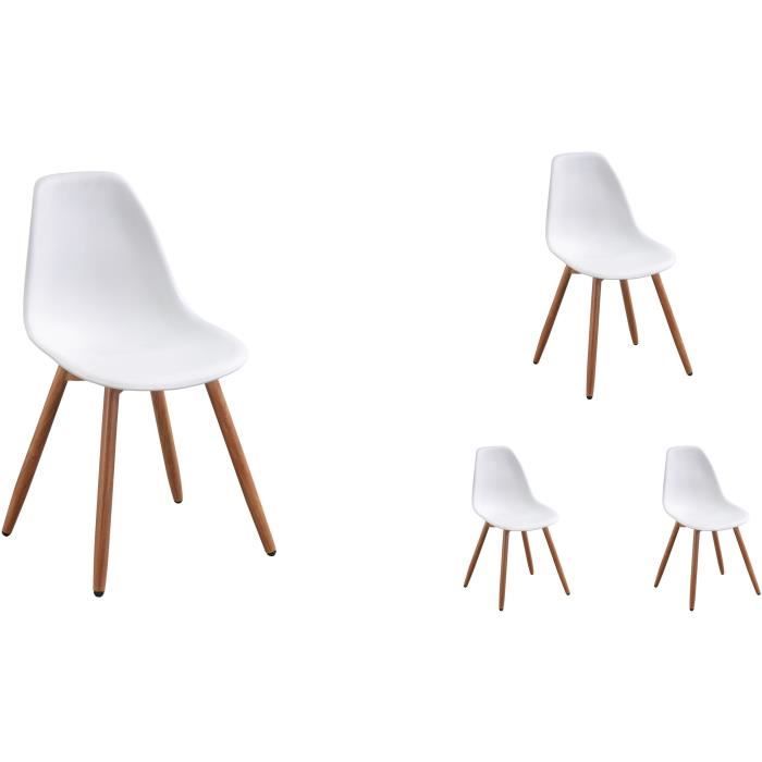 Lot de 4 chaises de jardin en polypropylene - Blanc - 50 x 55 x 85,5 cm