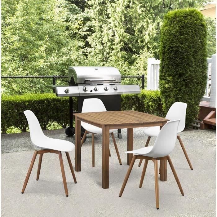 Lot de 4 chaises de jardin en polypropylene - Blanc - 50 x 55 x 85,5 cm