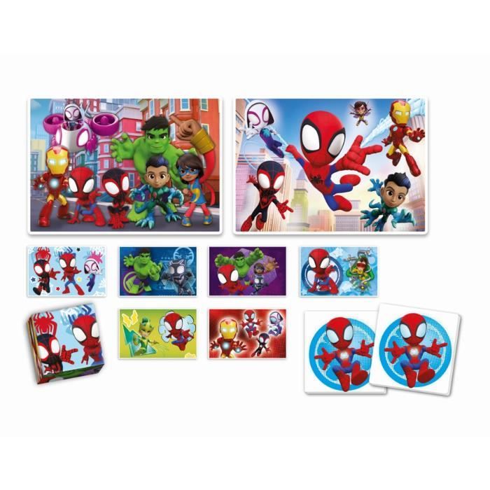 Clementoni - Edukit - Spidey -Coffret apprentissage 4 en 1 - 2 puzzles, 1 mémo, 1 jeu de 6 cubes - Fabriqué en Italie - Dés 4ans