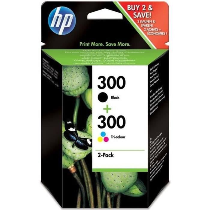 HP 300 Pack de 2 cartouches d'encre noire et trois couleurs authentiques (CN637EE) pour DeskJet F4580 et Photosmart C4680/C4795