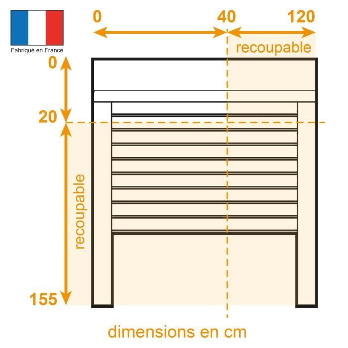 Volet roulant H155 x L120 cm PVC recoupable en largeur et hauteur - Manoeuvre manuelle sangle -Coloris Blanc -