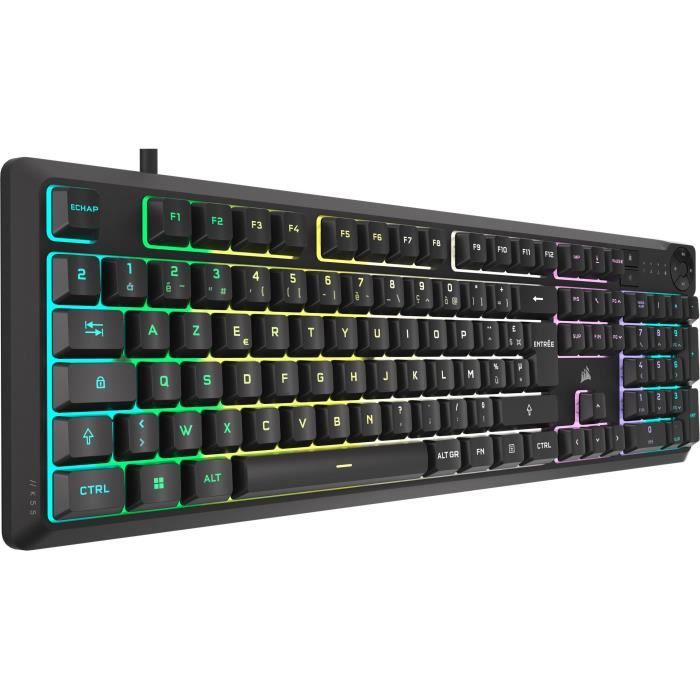 Clavier gaming filaire a membrane - CORSAIR - K55 CORE RGB - Rétroéclairage RGB 10 zones - Gris - Silencieux et réactif