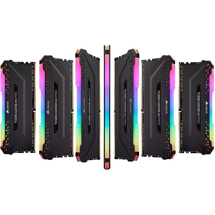 Mémoire RAM - CORSAIR - Vengeance RGB Pro DDR4 - 16GB 2x8GB DIMM - 3200 MHz  - 1.35V - Noir (CMW16GX4M2C3200C)