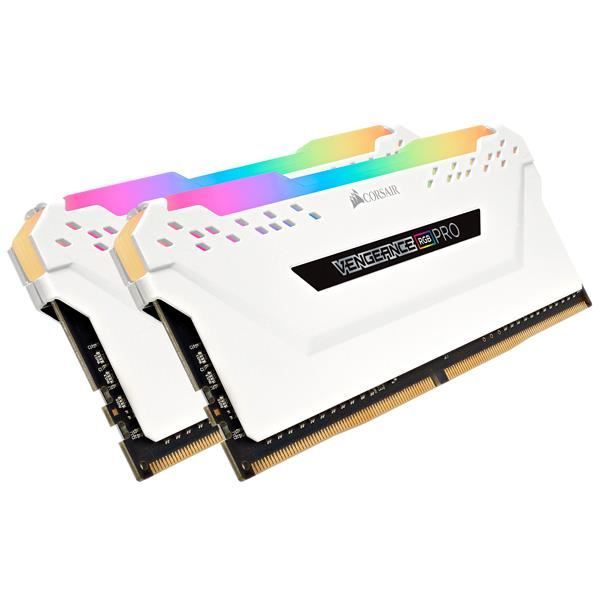 Mémoire RAM - CORSAIR - Vengeance RGB Pro Series DDR4 - 16GB 2x8GB DIMM - 3200 MHz  - 1.35V - Blanc (CMW16GX4M2C3200C)