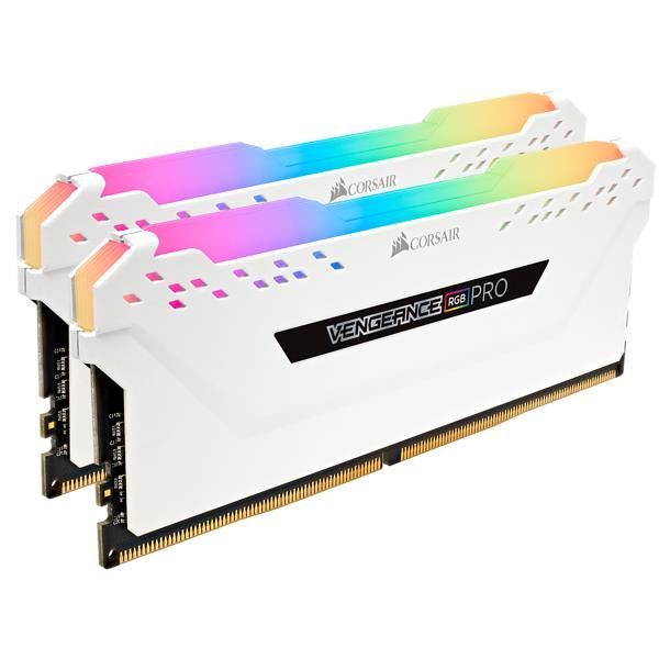 Mémoire RAM - CORSAIR - Vengeance RGB Pro Series DDR4 - 16GB 2x8GB DIMM - 3200 MHz  - 1.35V - Blanc (CMW16GX4M2C3200C)