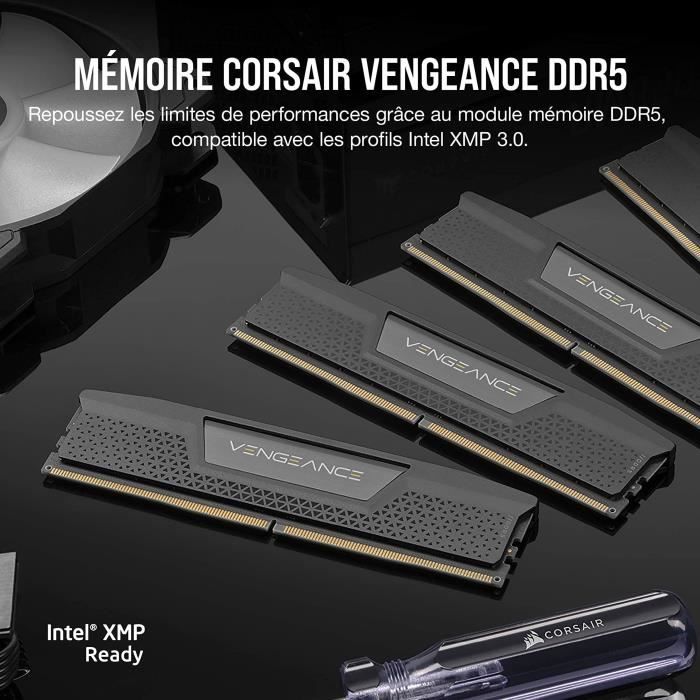 Mémoire RAM - CORSAIR - Vengeance RGB DDR5 RAM 32Go (2x16Go) 6000MHz CL30 - Noir