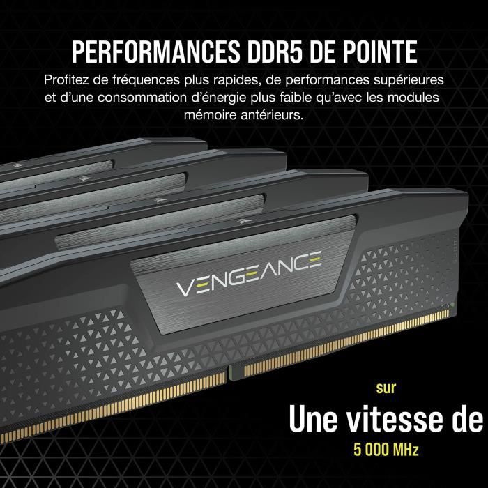 Mémoire RAM - CORSAIR - Vengeance RGB DDR5 RAM 32Go (2x16Go) 6000MHz CL30 - Noir