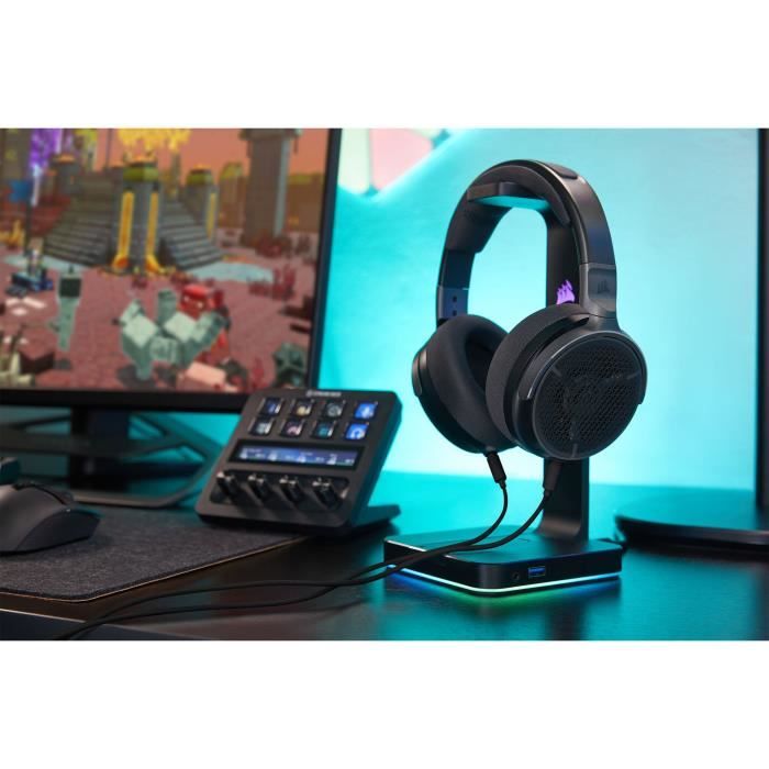 Casque gaming et streaming filaire ouvert - CORSAIR VIRTUOSO PRO - Graphene - Noir - Serre-tete