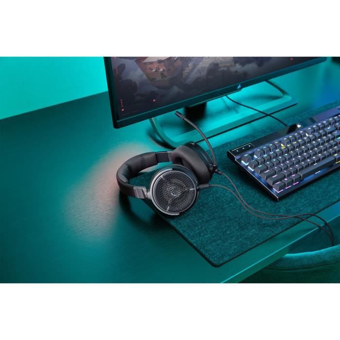 Casque gaming et streaming filaire ouvert - CORSAIR VIRTUOSO PRO - Graphene - Noir - Serre-tete