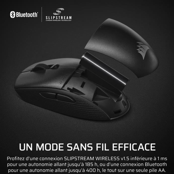 Souris Gaming Sans Fil - CORSAIR - M55 Wireless - Noire, Symétrique