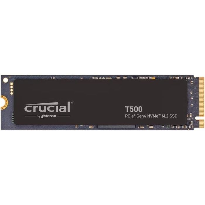 Crucial T500 SSD 2 To PCIe Gen4 NVMe M.2 SSD Interne Gaming, jusqu'a 7200Mo/s,  Disque Dur SSD- CT2000T500SSD8